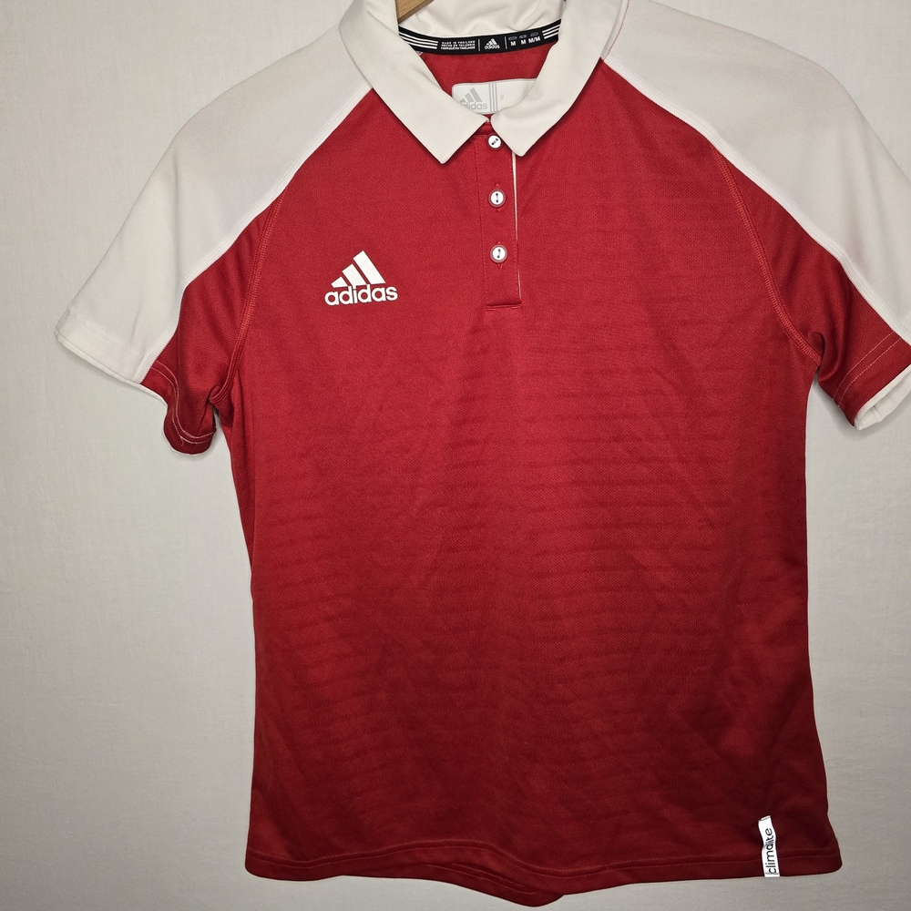 Adidas Men’s ClimaLite Red White Varsity Coach Polo Shirt Size M - Picture 10 of 10